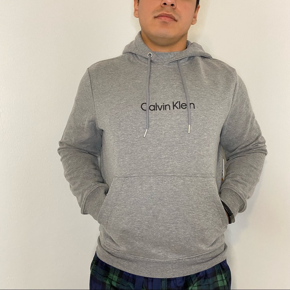 Calvin Klein men’s brushed terry grey hoodie